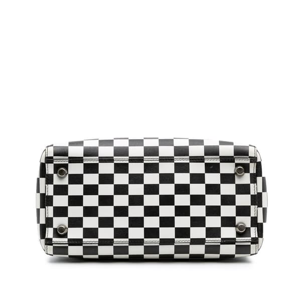 Pre-owned Dior Medium Calfskin Checkered Lady Dior Black