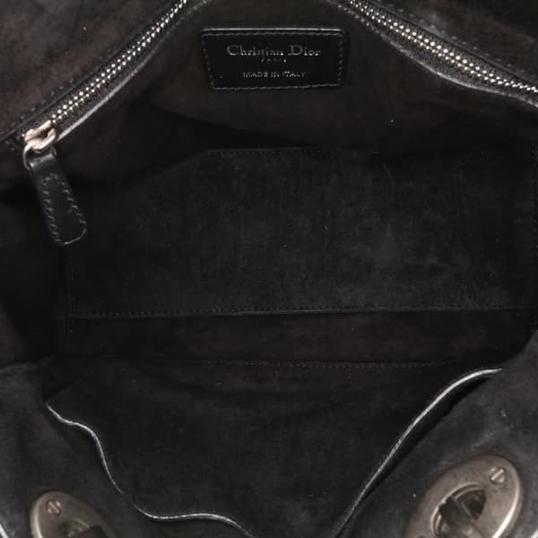 Pre-owned Dior Medium Calfskin Checkered Lady Dior Black