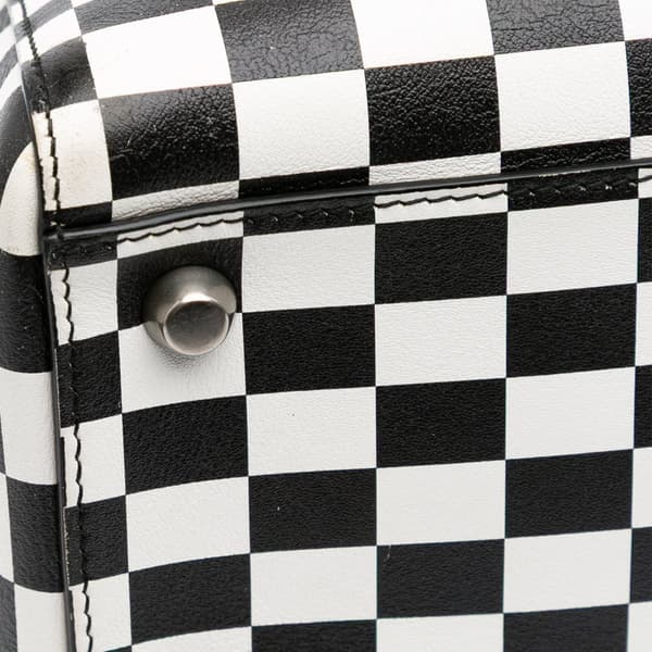 Pre-owned Dior Medium Calfskin Checkered Lady Dior Black