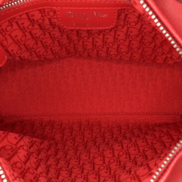Pre-owned Dior Medium Lambskin Cannage Lady Dior Red