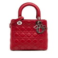 Miniatyrbild 1 av 10: Pre-owned Dior Medium Lambskin Cannage Lady Dior Red