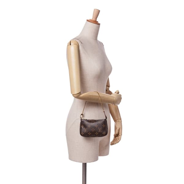 Pre-owned Louis Vuitton Monogram Mini Pochette Accessoires Brown