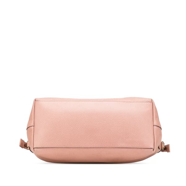 Pre-owned Gucci Medium Leather GG Charm Dome Satchel Pink