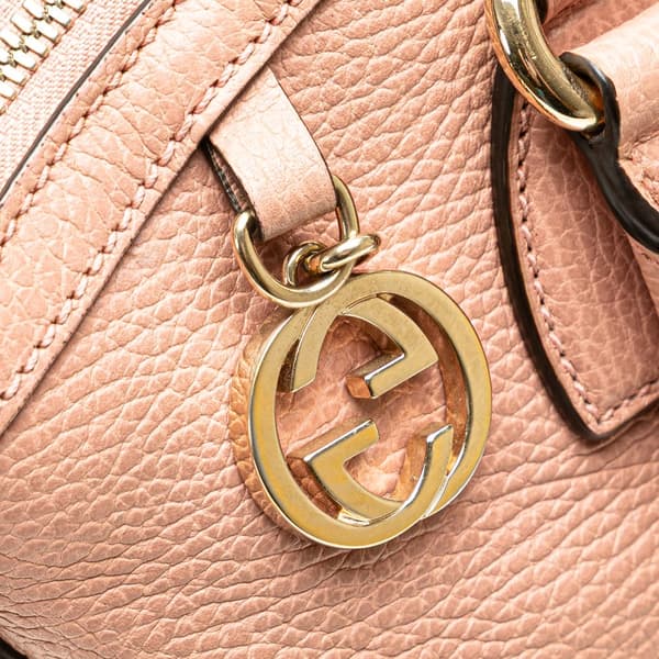 Pre-owned Gucci Medium Leather GG Charm Dome Satchel Pink