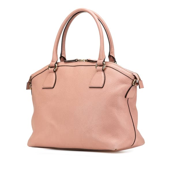 Pre-owned Gucci Medium Leather GG Charm Dome Satchel Pink