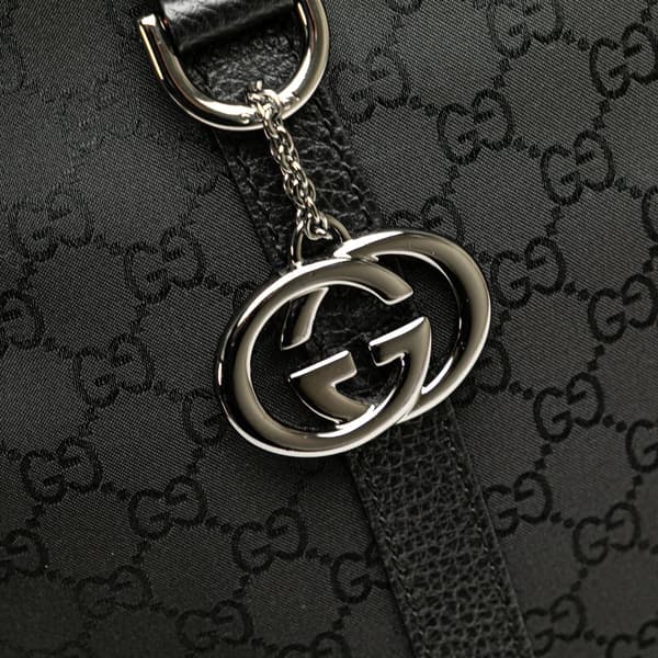 Pre-owned Gucci Large GG Canvas Charm Dome Satchel Black