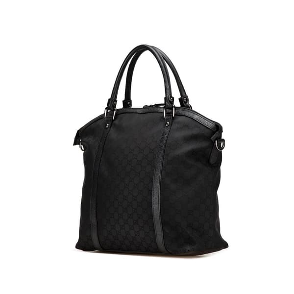Pre-owned Gucci Large GG Canvas Charm Dome Satchel Black