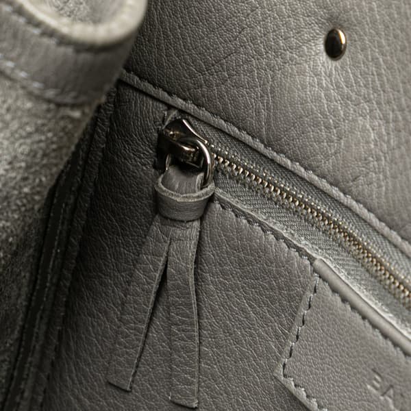 Pre-owned Balenciaga Mini Leather Papier A4 Zip Around Satchel Gray
