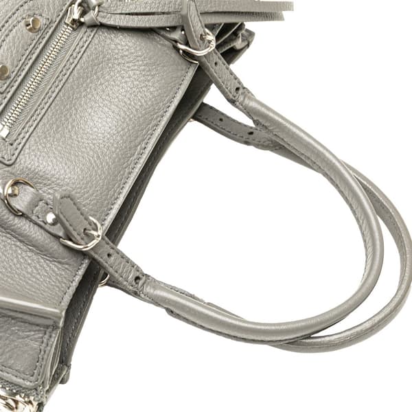 Pre-owned Balenciaga Mini Leather Papier A4 Zip Around Satchel Gray
