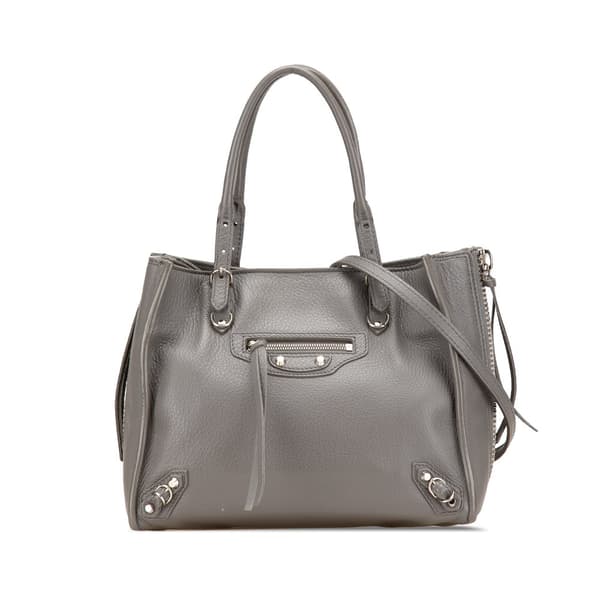 Pre-owned Balenciaga Mini Leather Papier A4 Zip Around Satchel Gray