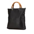 Miniatyrbillede 2 af 10: Pre-owned Gucci Tall Leather Bamboo Shopper Tote Black