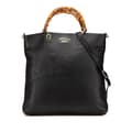 Miniatyrbillede 1 af 10: Pre-owned Gucci Tall Leather Bamboo Shopper Tote Black
