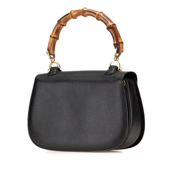 Pre-owned Gucci Calfskin Bamboo Night Black