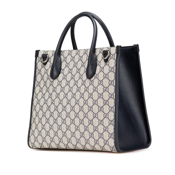 Pre-owned Gucci Small GG Supreme Interlocking G Tote Brown