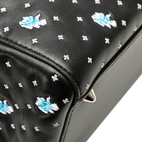 Pre-owned Dior Medium Calfskin Embroidered Flower Lady Dior Black