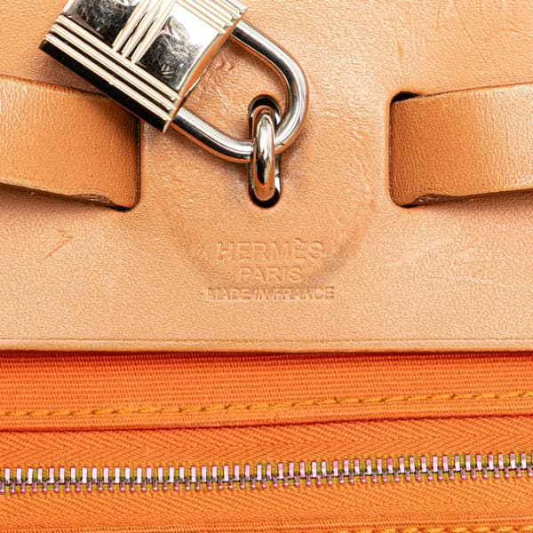Pre-owned Hermès Toile Herbag Zip 31 Orange