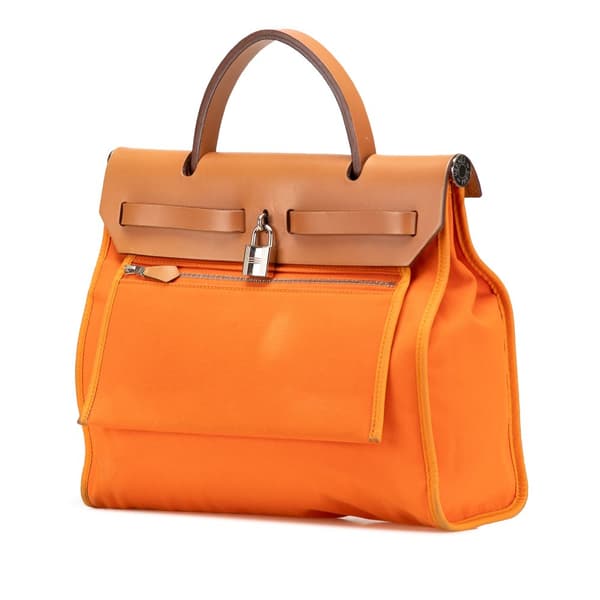 Pre-owned Hermès Toile Herbag Zip 31 Orange