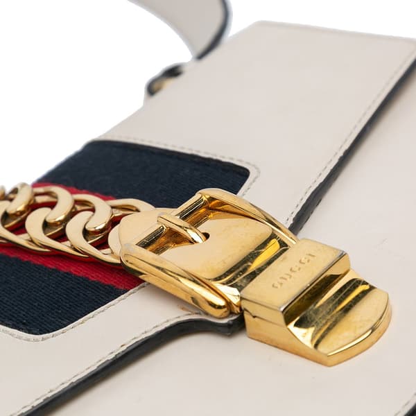 Pre-owned Gucci Small Leather Sylvie Satchel White