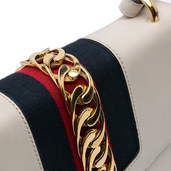 Pre-owned Gucci Small Leather Sylvie Satchel White