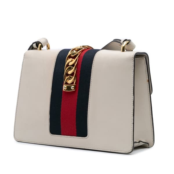 Pre-owned Gucci Small Leather Sylvie Satchel White
