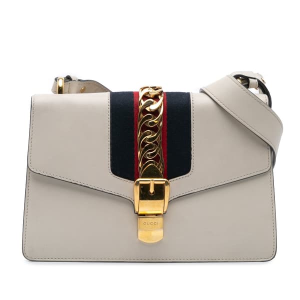 Pre-owned Gucci Small Leather Sylvie Satchel White