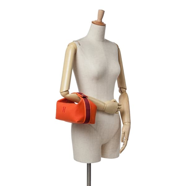 Pre-owned Hermès Small Canvas Bride A Brac Case Orange
