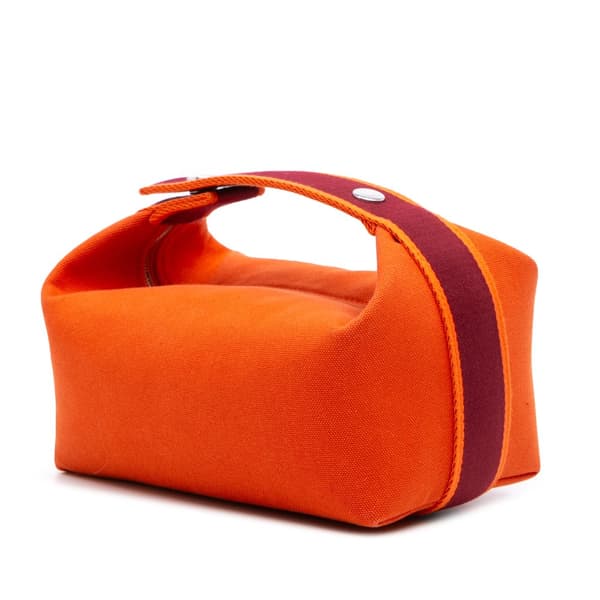 Pre-owned Hermès Small Canvas Bride A Brac Case Orange