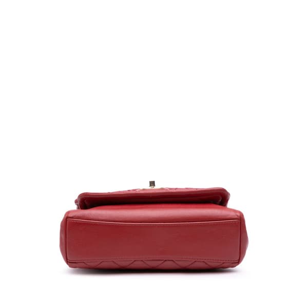 Pre-owned Chanel Small Quilted Lambskin Chain Link Flap Red