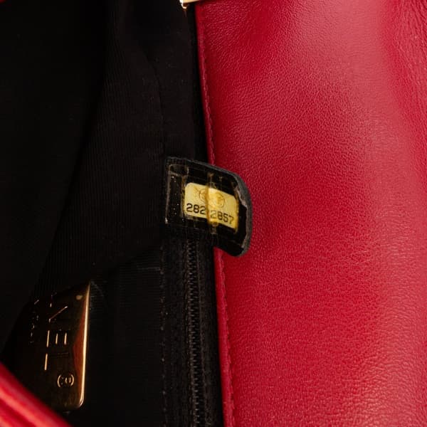 Pre-owned Chanel Small Quilted Lambskin Chain Link Flap Red