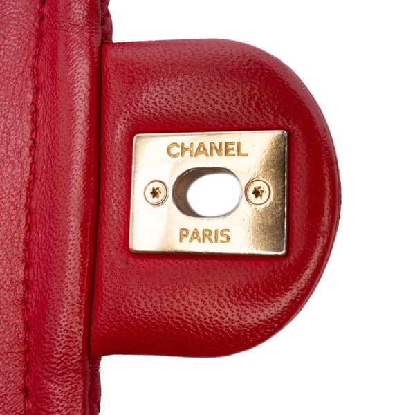 Pre-owned Chanel Small Quilted Lambskin Chain Link Flap Red