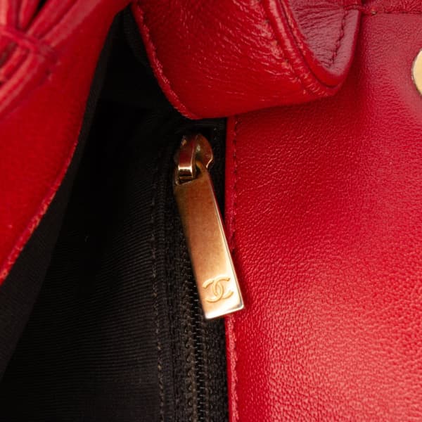 Pre-owned Chanel Small Quilted Lambskin Chain Link Flap Red