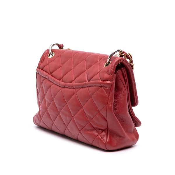 Pre-owned Chanel Small Quilted Lambskin Chain Link Flap Red