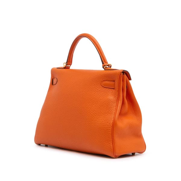 Pre-owned Hermès Togo Kelly II Retourne 32 Orange