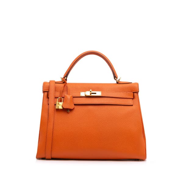Pre-owned Hermès Togo Kelly II Retourne 32 Orange