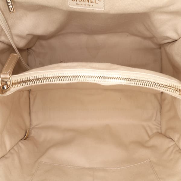 Pre-owned Chanel Perforated Metallic Calfskin Up In The Air Tote Gold