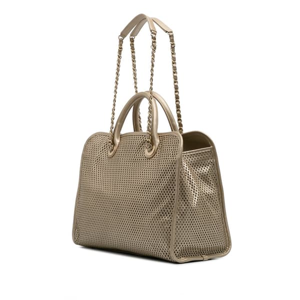 Pre-owned Chanel Perforated Metallic Calfskin Up In The Air Tote Gold