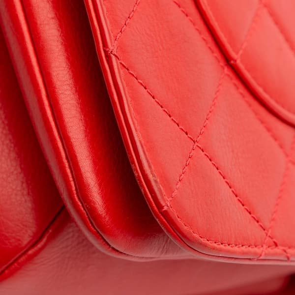 Pre-owned Chanel Quilted Calfskin Metal Top Handle Envelope Flap Red