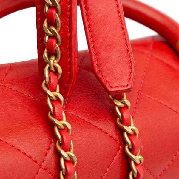Pre-owned Chanel Quilted Calfskin Metal Top Handle Envelope Flap Red