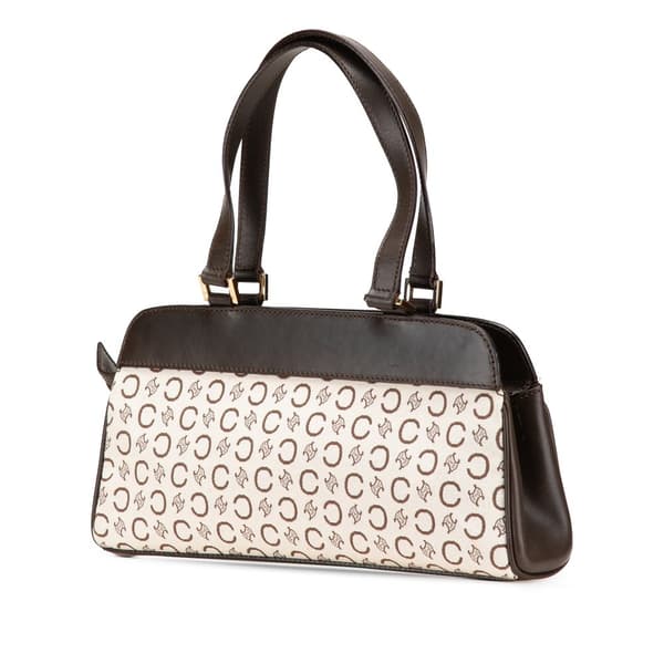 Pre-owned Celine C Macadam Canvas Handbag White