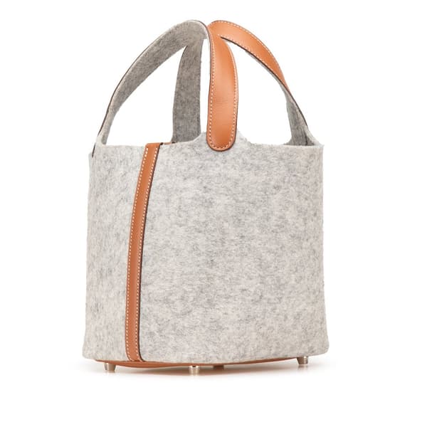 Pre-owned Hermès Feutre and Swift Picotin Lock 18 Gray