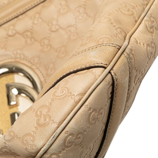 Pre-owned Gucci Medium Guccissima Web Britt Satchel Brown