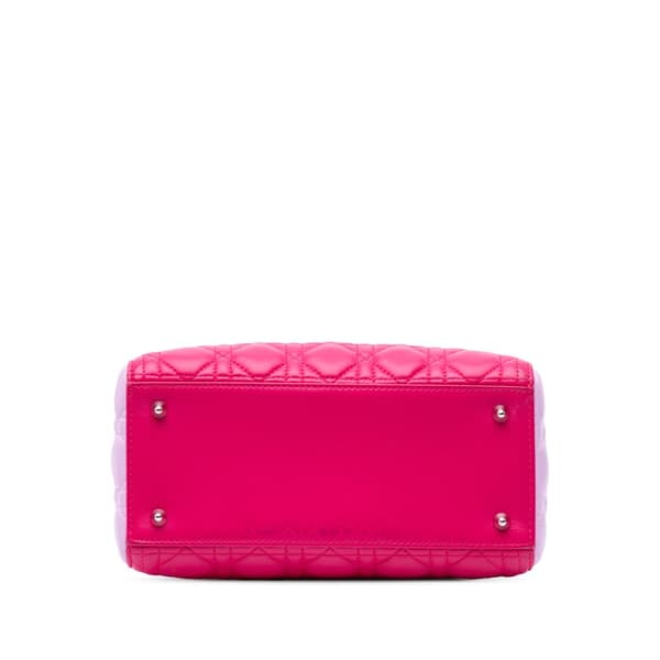 Pre-owned Dior Medium Tricolor Lambskin Cannage Lady Dior Pink
