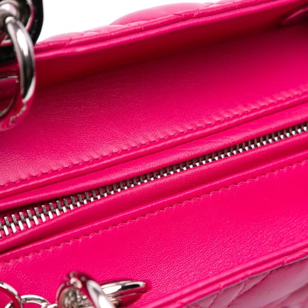 Pre-owned Dior Medium Tricolor Lambskin Cannage Lady Dior Pink