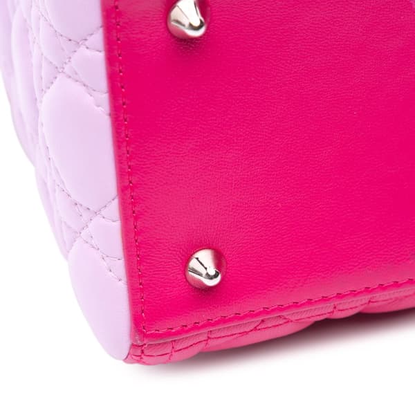 Pre-owned Dior Medium Tricolor Lambskin Cannage Lady Dior Pink