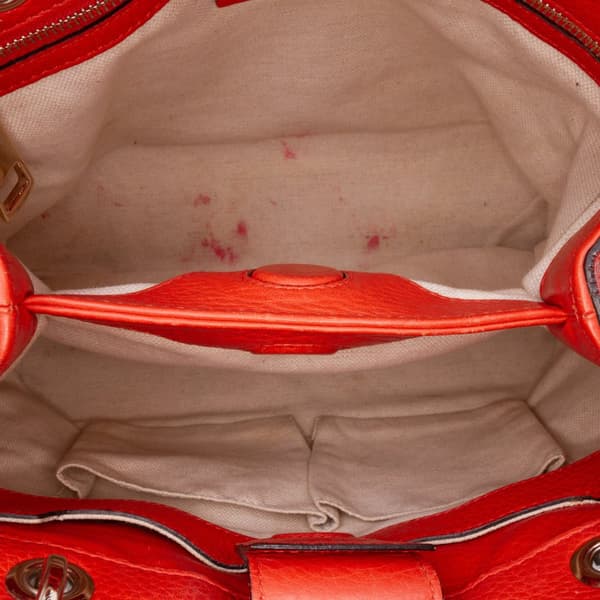 Pre-owned Gucci Small Calfskin Bamboo Shopper Satchel Orange