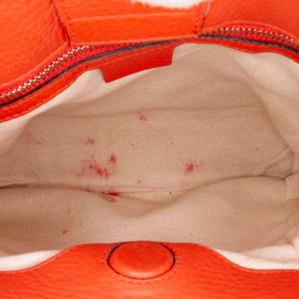 Pre-owned Gucci Small Calfskin Bamboo Shopper Satchel Orange