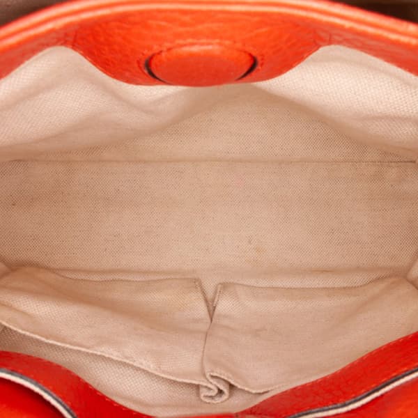 Pre-owned Gucci Small Calfskin Bamboo Shopper Satchel Orange