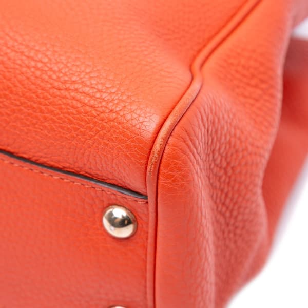 Pre-owned Gucci Small Calfskin Bamboo Shopper Satchel Orange