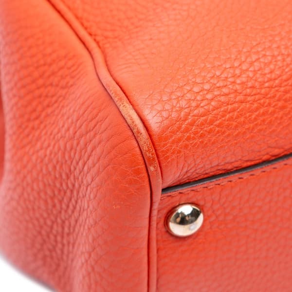 Pre-owned Gucci Small Calfskin Bamboo Shopper Satchel Orange