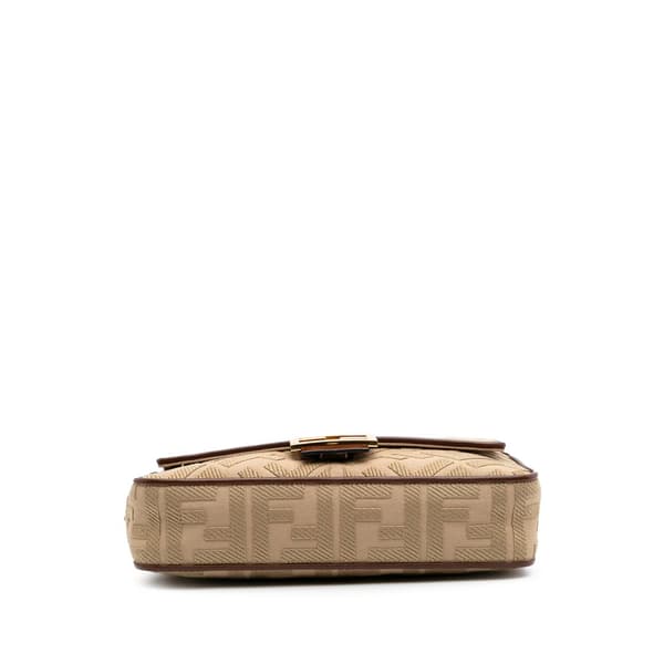 Pre-owned Fendi Medium Embroidered Canvas Baguette Satchel Brown